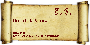 Behalik Vince névjegykártya
